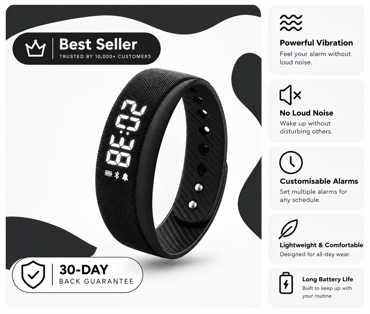 WakeBand™ — Smart Vibrating Alarm Wristband